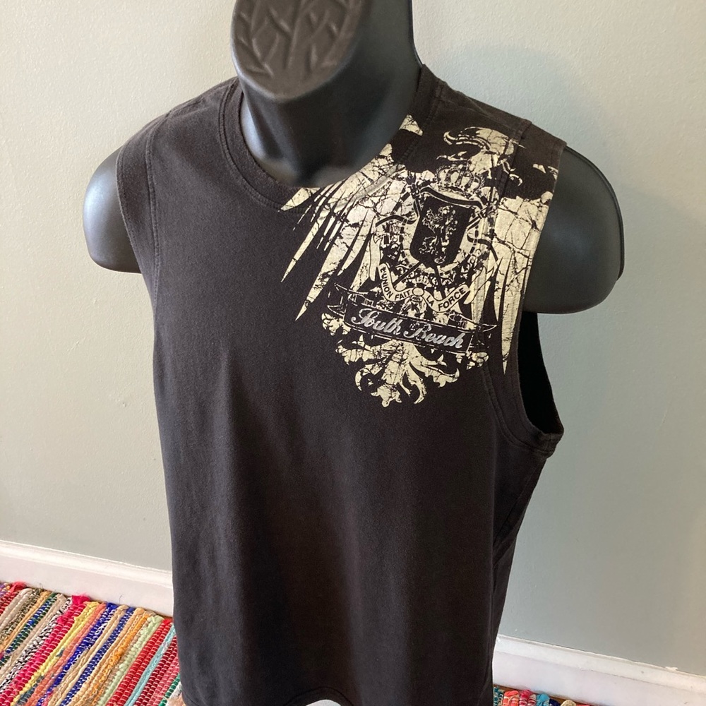 South Beach Miami Surf Style Tank Top Shirt Black Large